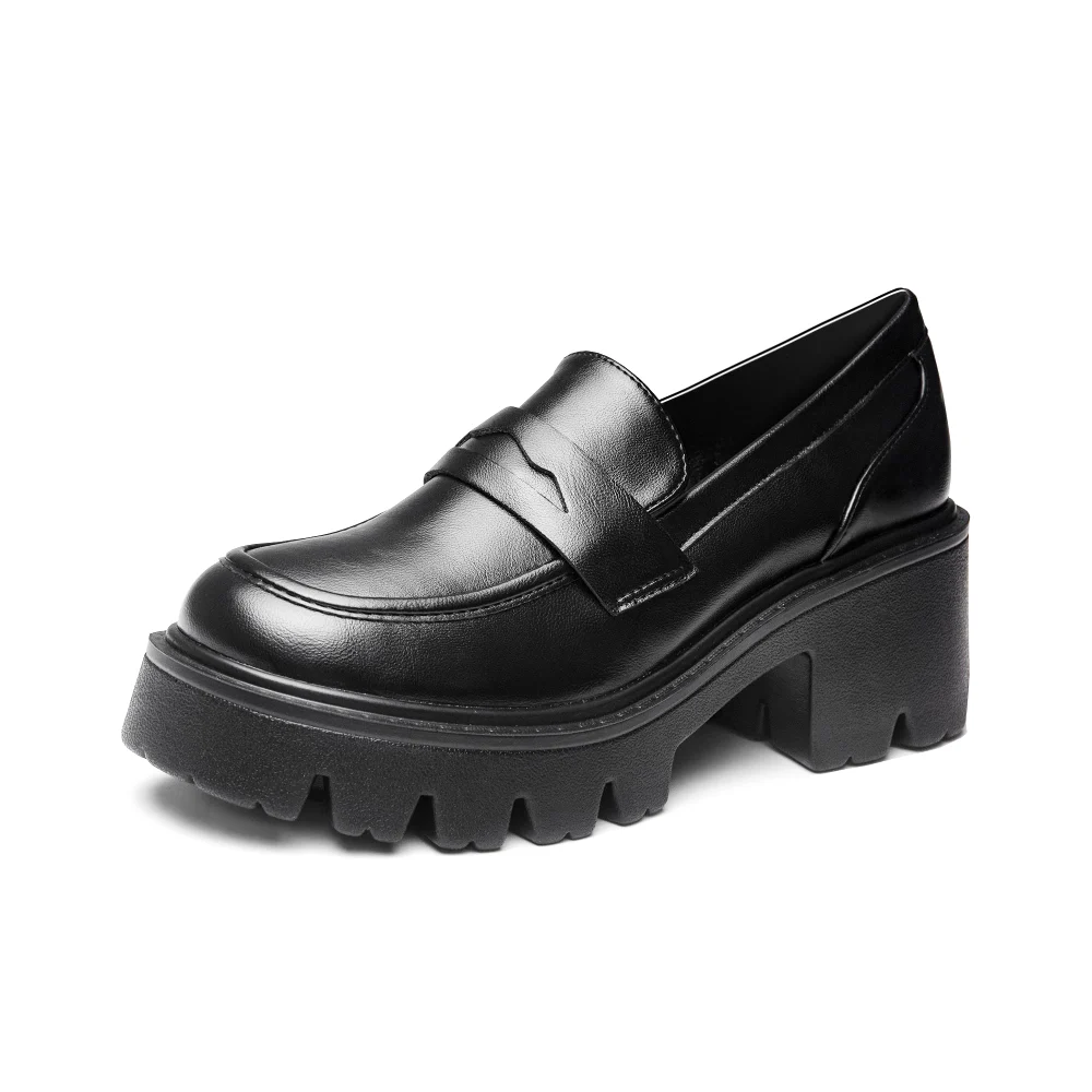 Elvora Penny Platform Loafer in Black Matte