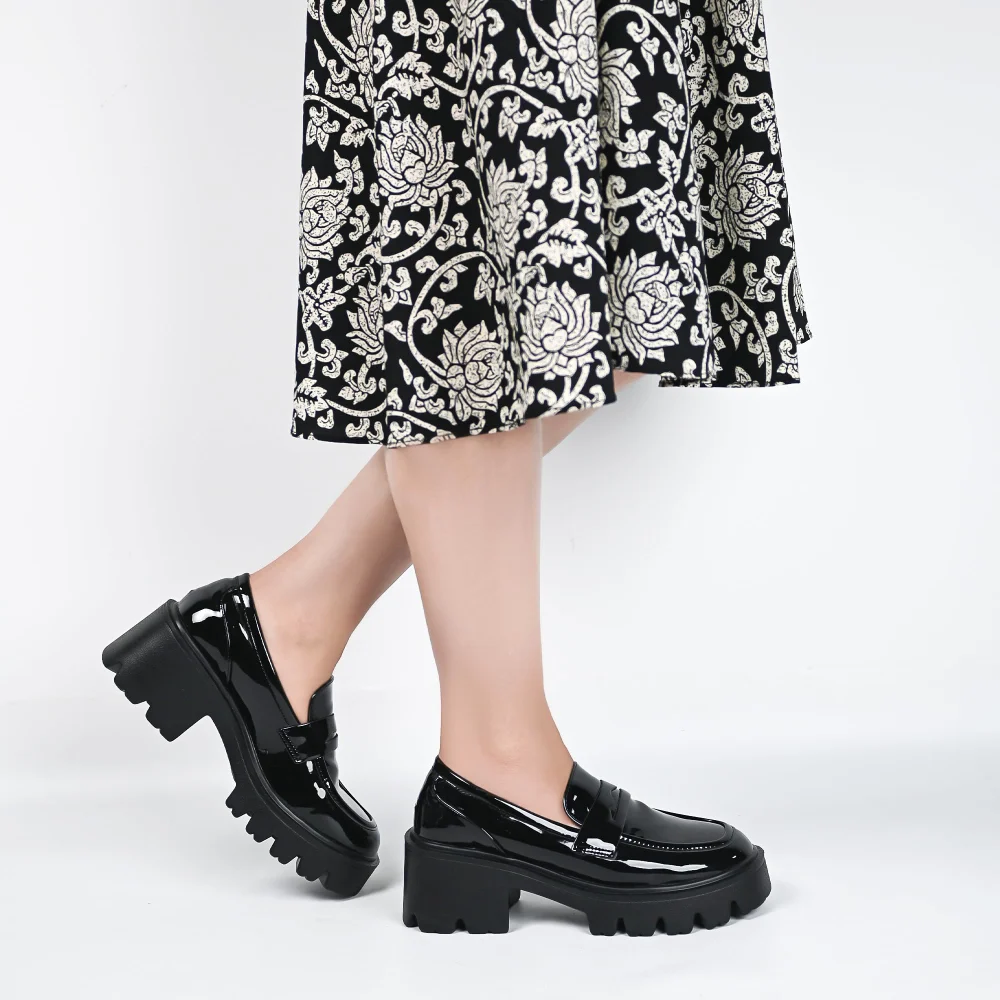 Elvora Penny Platform Loafer in Black, view 2
