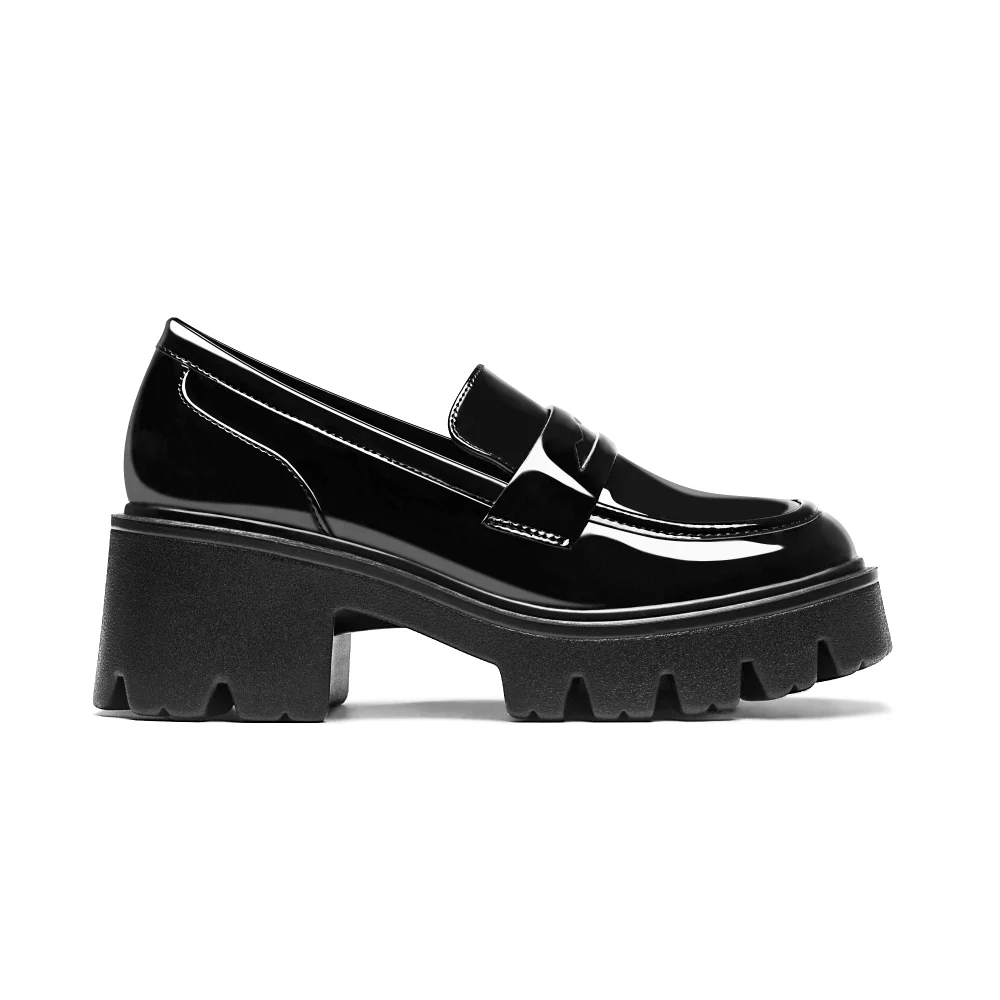 Elvora Penny Platform Loafer in Black, view 4