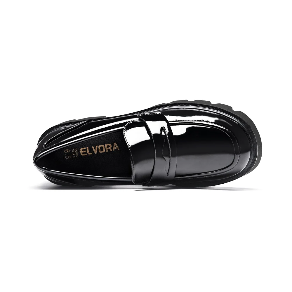 Elvora Penny Platform Loafer in Black, view 5