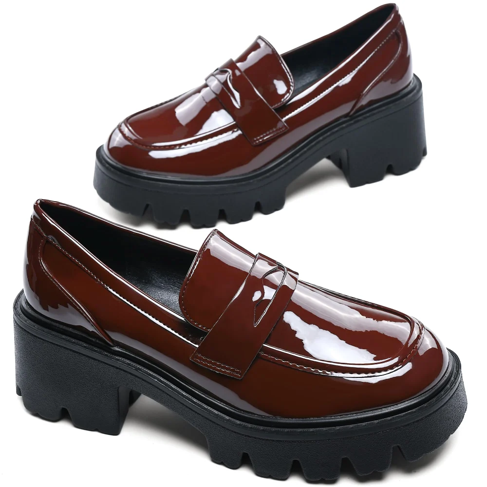 Elvora Penny Platform Loafer in Dark Brown, view 3