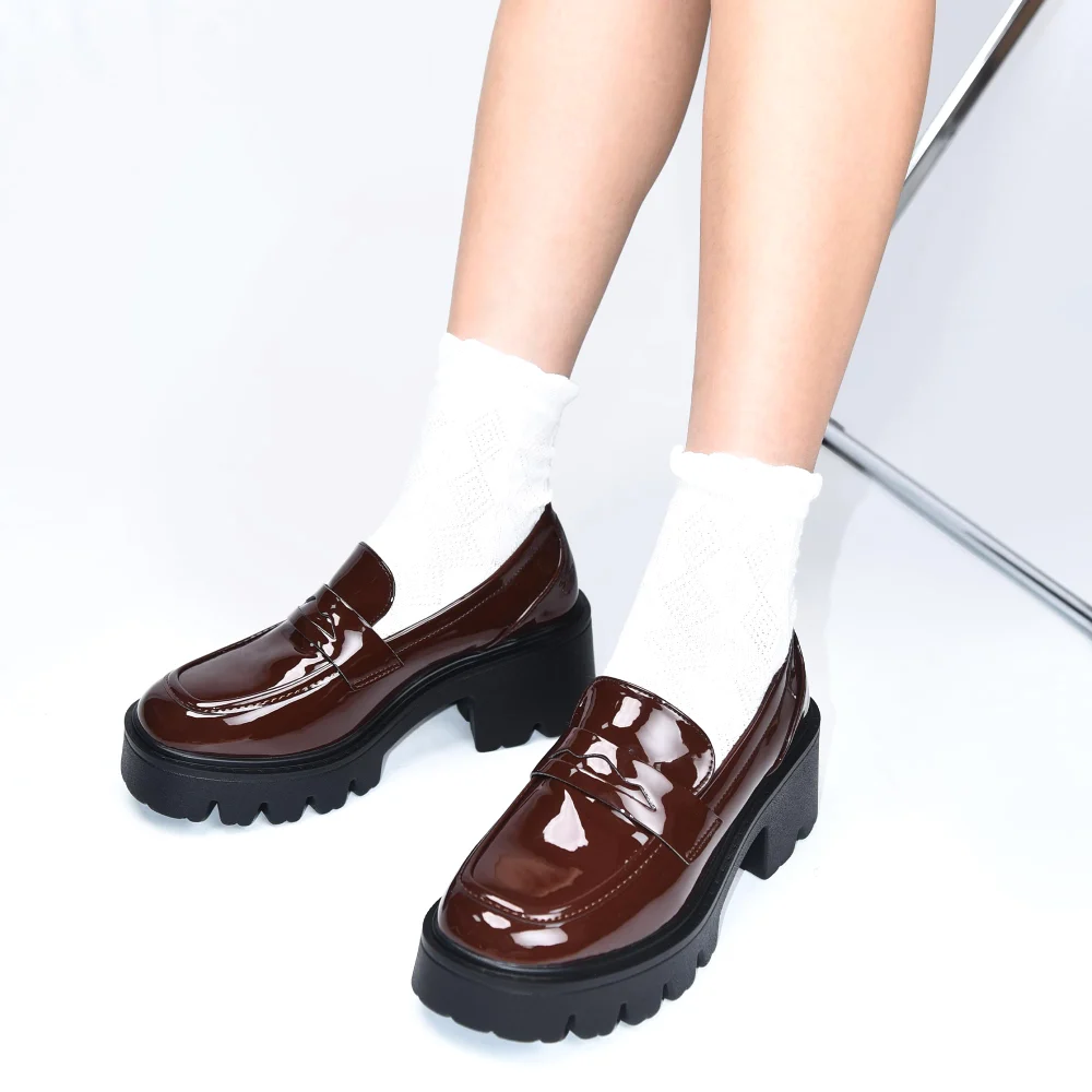 Elvora Penny Platform Loafer in Dark Brown, view 5