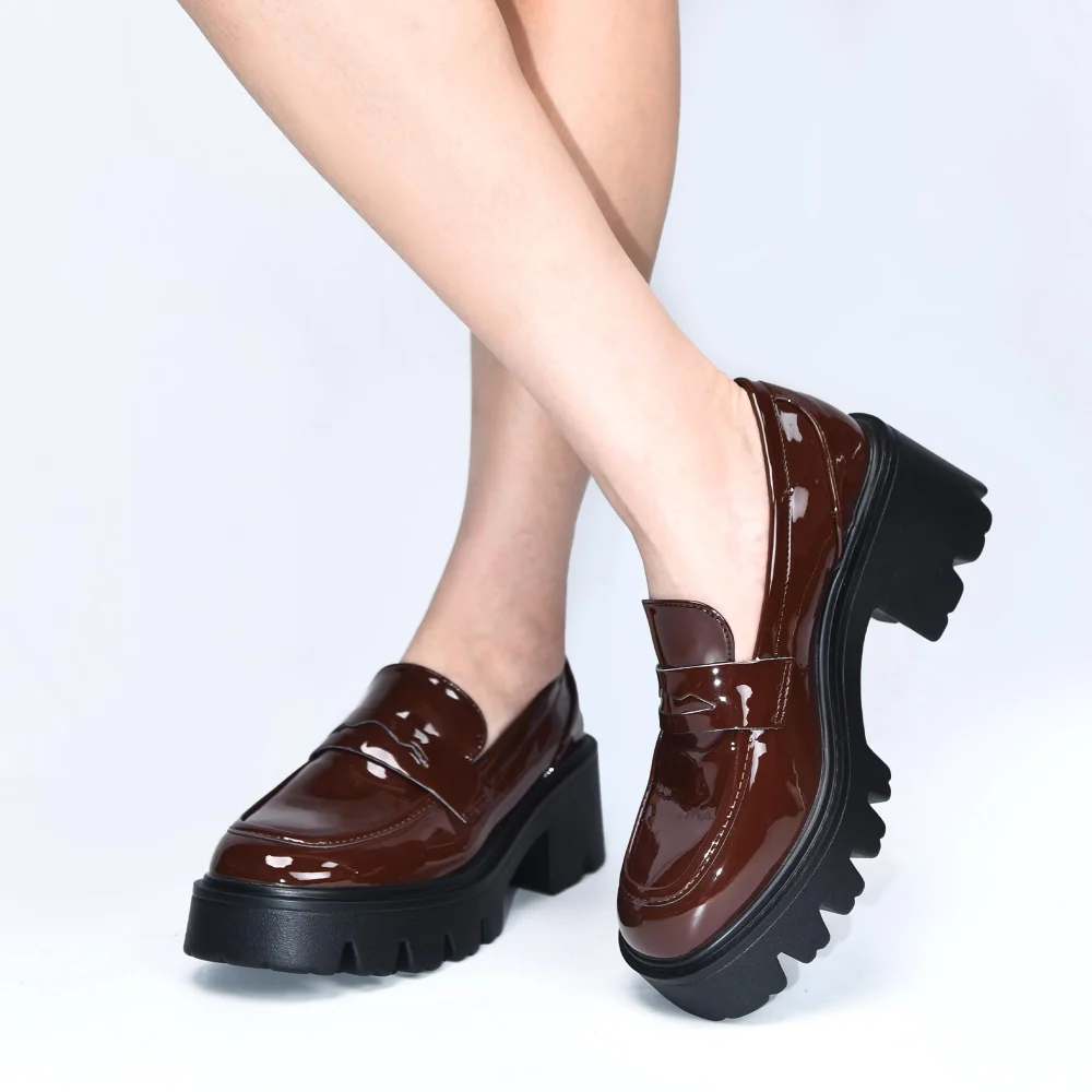 Elvora Penny Platform Loafer in Dark Brown, view 6