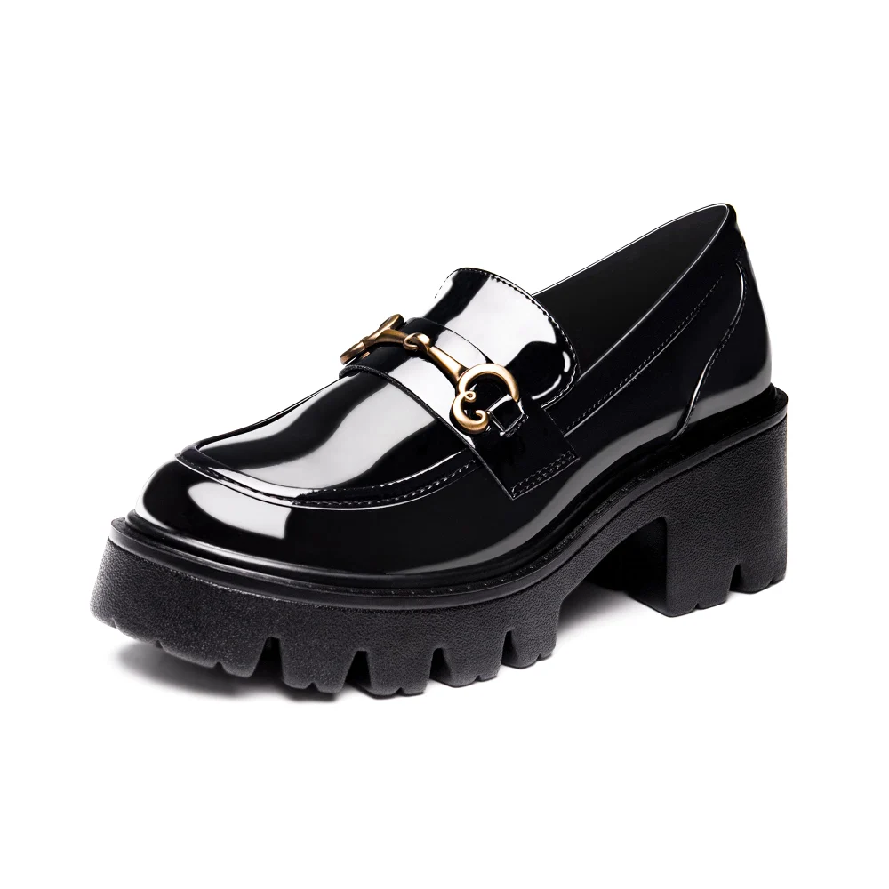 Elvora Patent Platform Loafer in Black