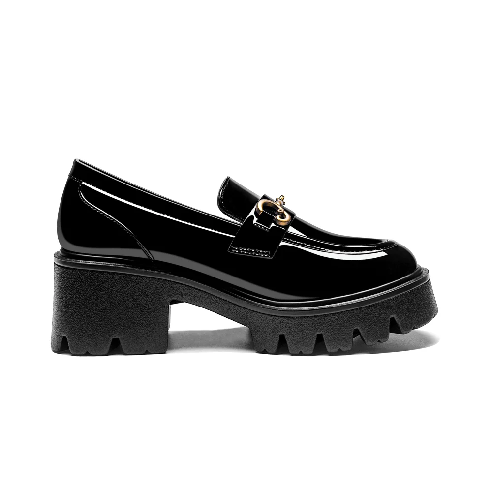 Elvora Patent Platform Loafer in Black, view 5