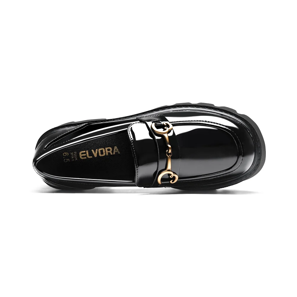 Elvora Patent Platform Loafer in Black, view 6