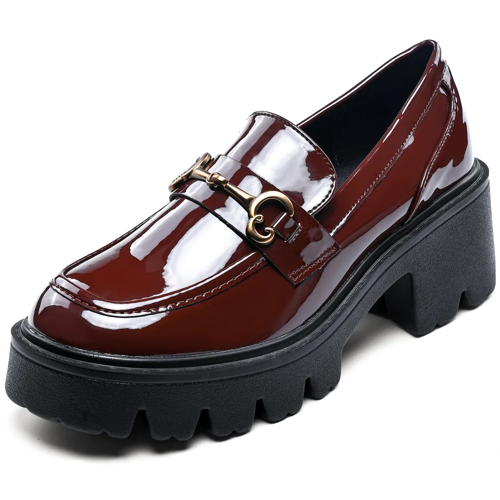 Elvora Patent Platform Loafer in Dark Brown