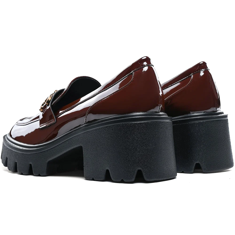 Elvora Patent Platform Loafer in Dark Brown, view 5