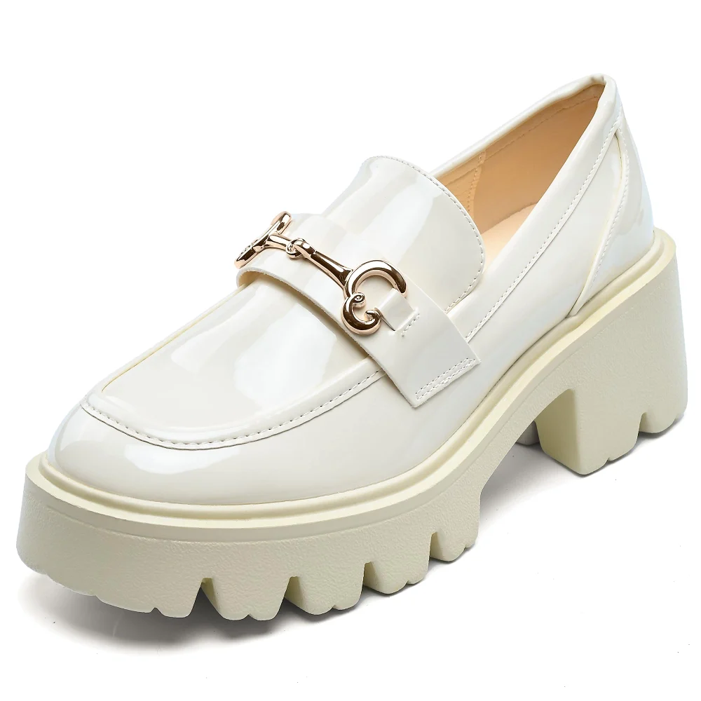 Elvora Patent Platform Loafer in White