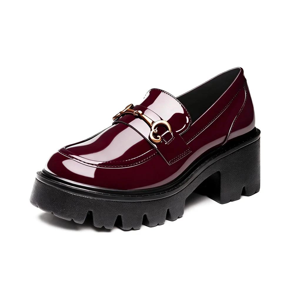 Elvora Patent Platform Loafer in Burgundy