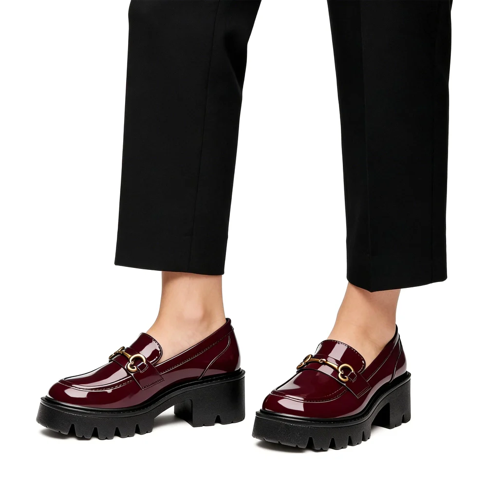 Elvora Patent Platform Loafer in Burgundy, view 2