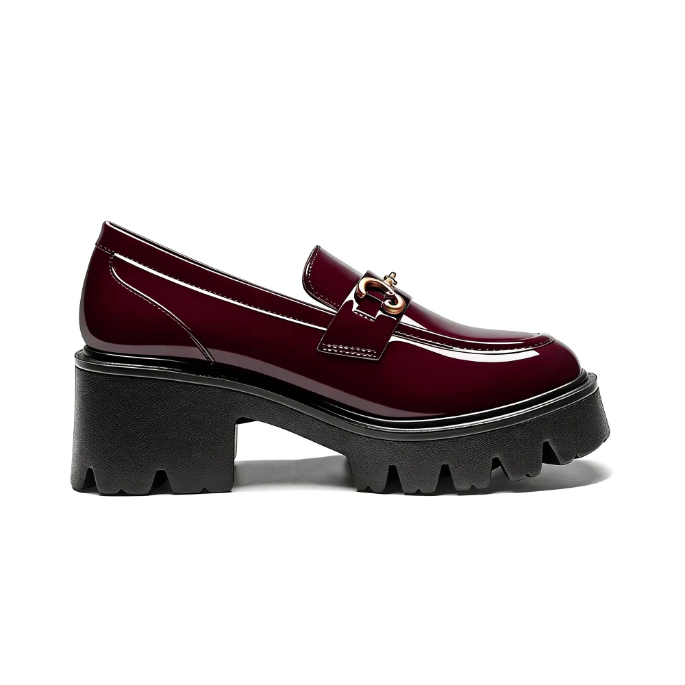 Elvora Patent Platform Loafer in Burgundy, view 4