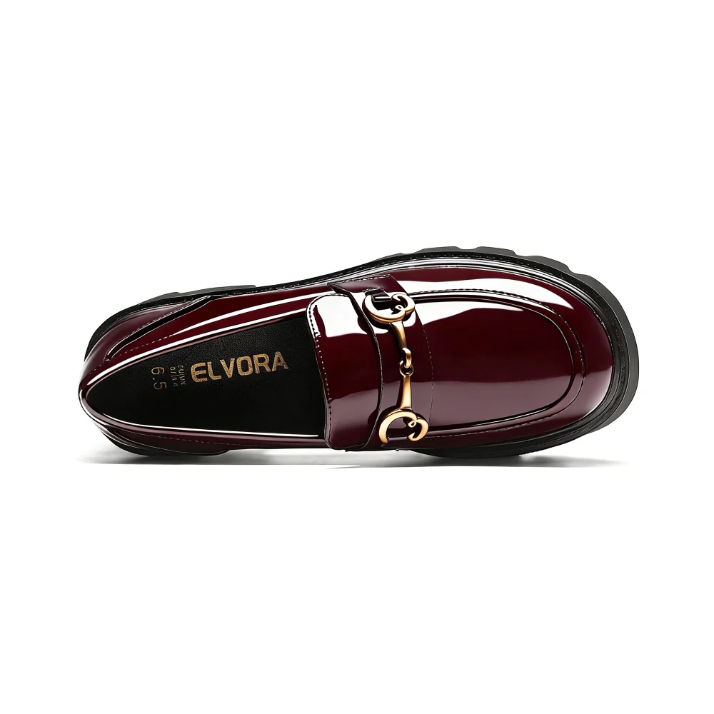 Elvora Patent Platform Loafer in Burgundy, view 5