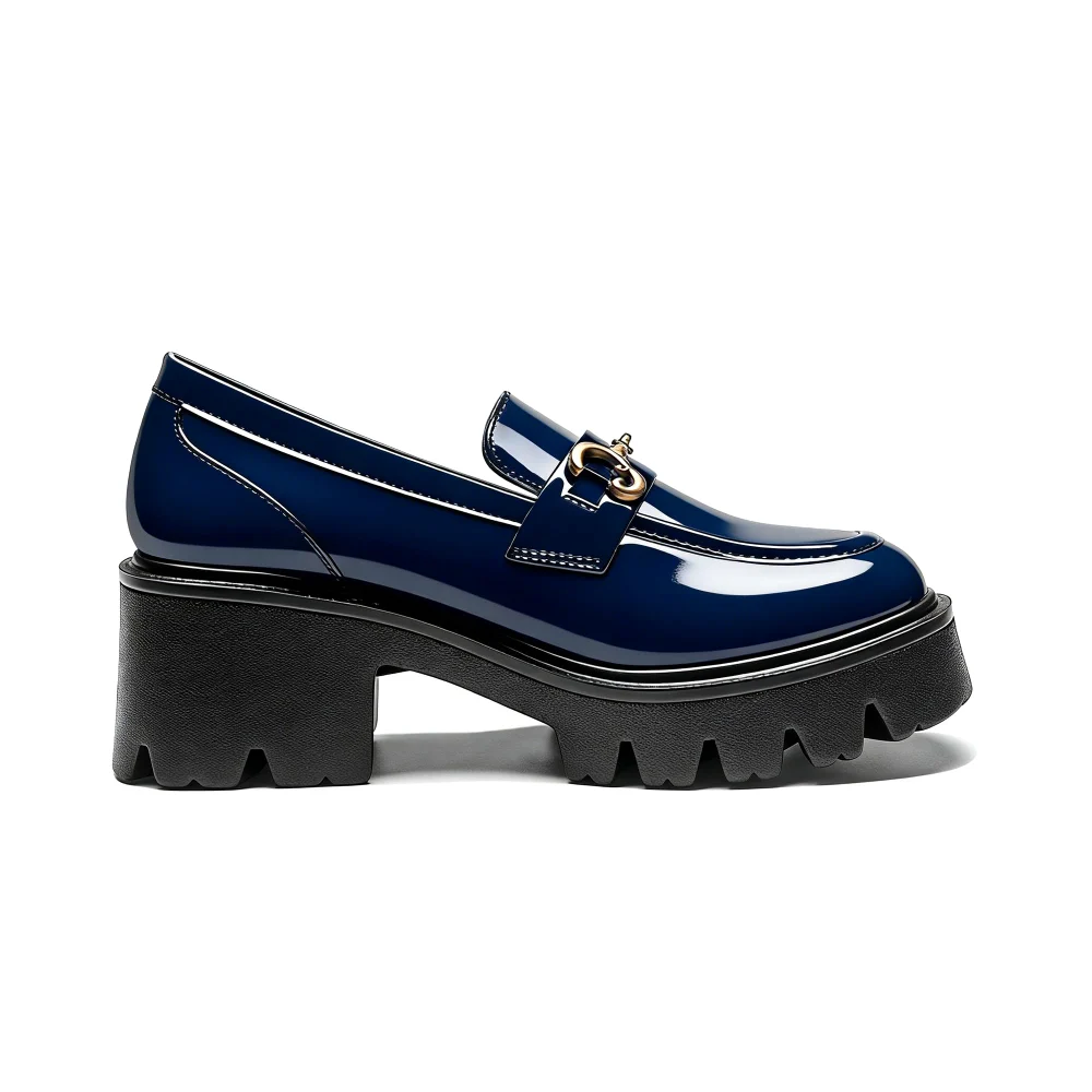 Elvora Patent Platform Loafer in Blue, view 4