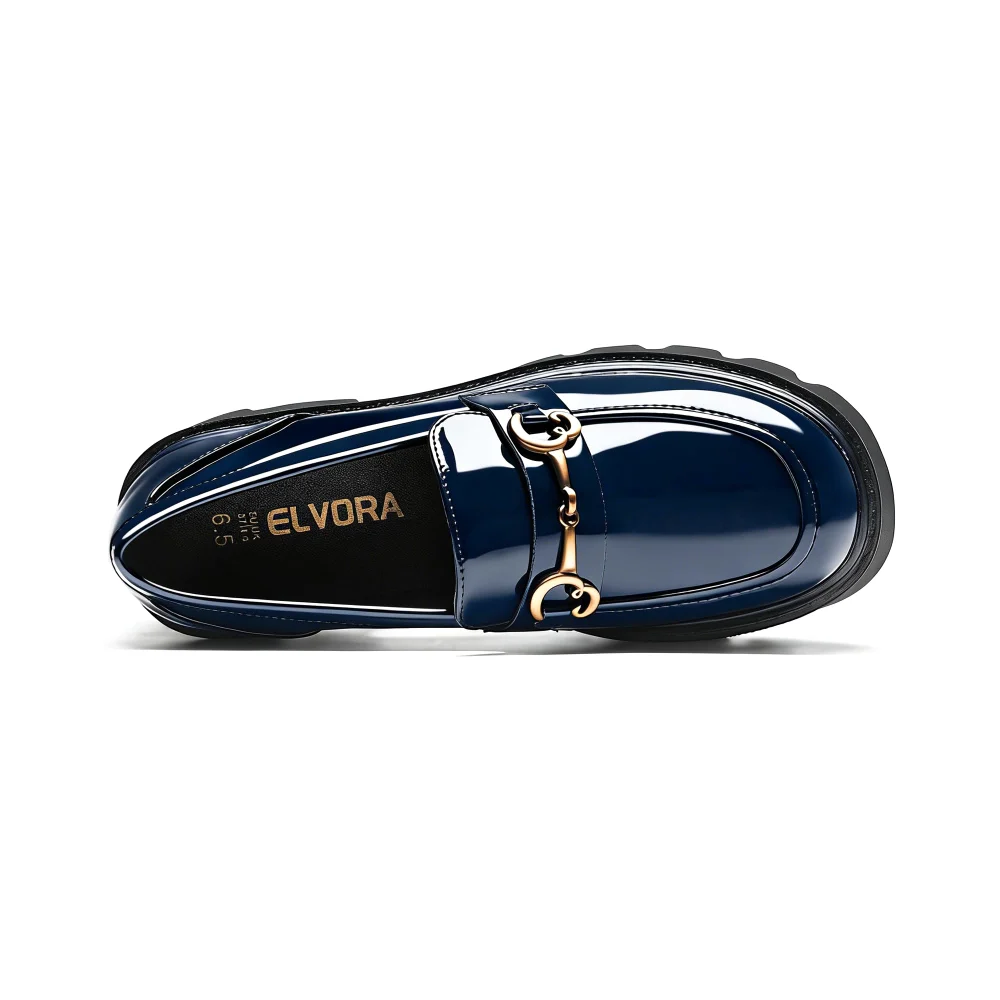 Elvora Patent Platform Loafer in Blue, view 5
