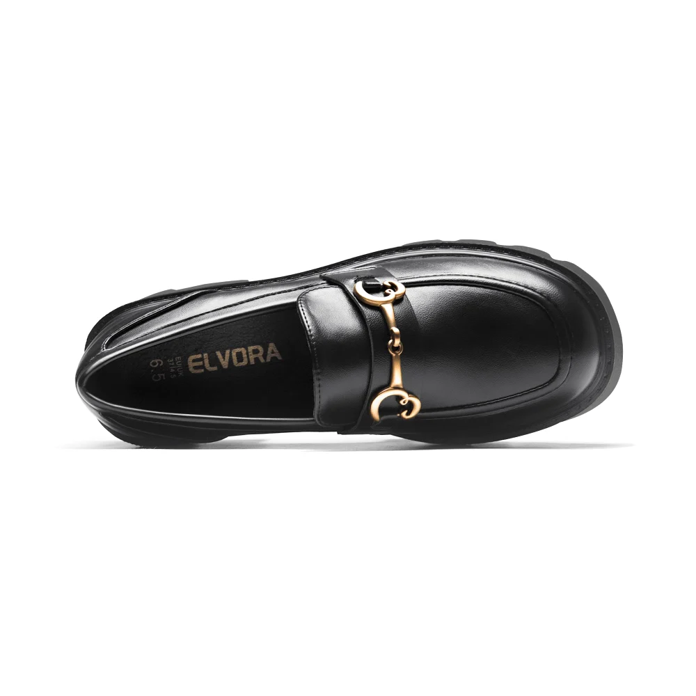 Elvora Patent Platform Loafer in Black Matte, view 6