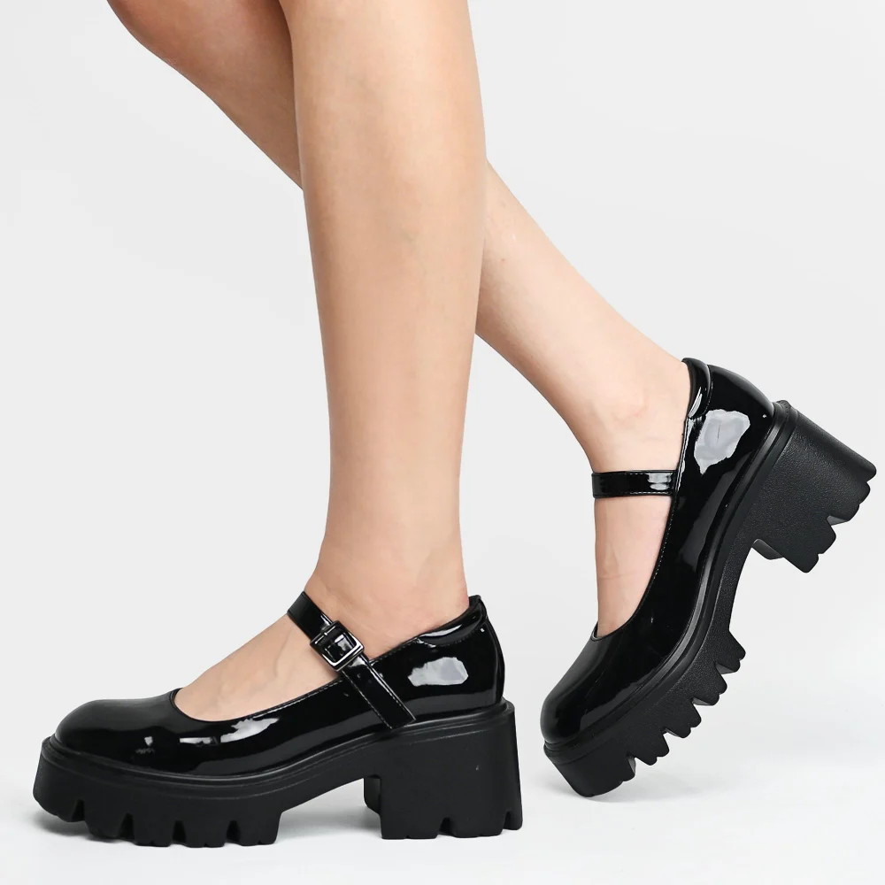 Elvora Platform Mary Jane in Black, view 5