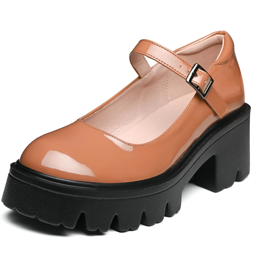 Elvora Platform Mary Jane in Brown