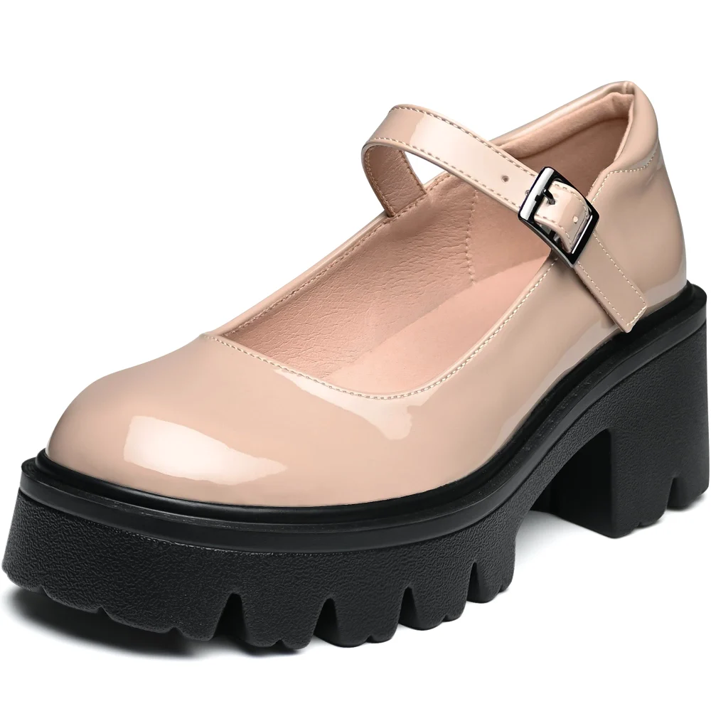 Elvora Platform Mary Jane in Khaki