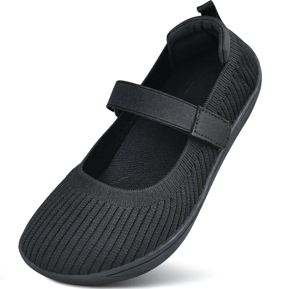 Elvora Knit Barefoot Mary Jane Flat in Black