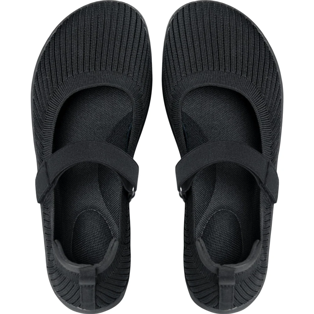 Elvora Knit Barefoot Mary Jane Flat in Black, view 3