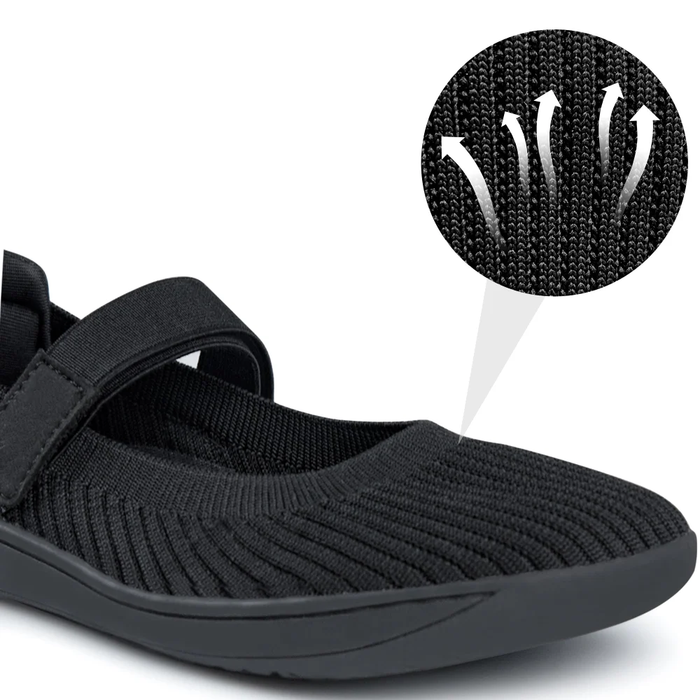 Elvora Knit Barefoot Mary Jane Flat in Black, view 5