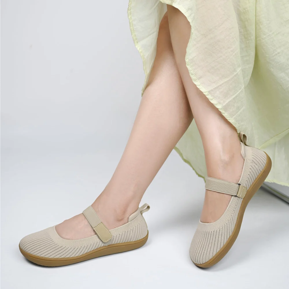 Elvora Knit Barefoot Mary Jane Flat in Nude, view 2