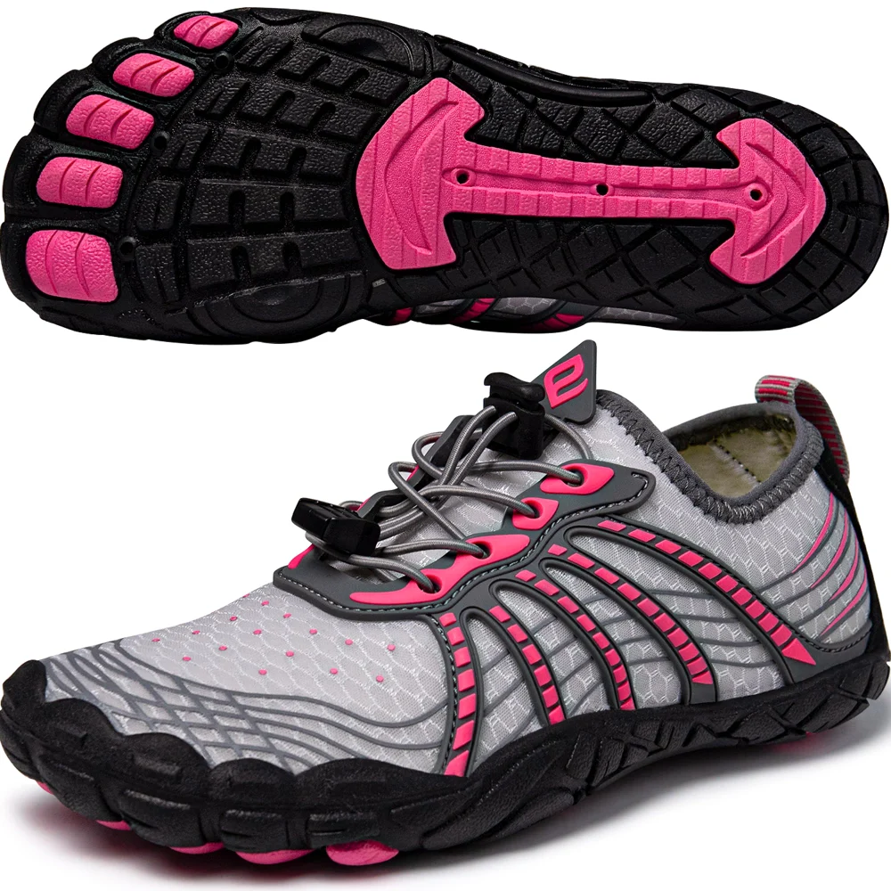 Elvora Barefoot Water Shoe in Light Gray / Pink