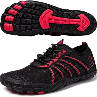 Elvora Barefoot Water Shoe in Black / Red