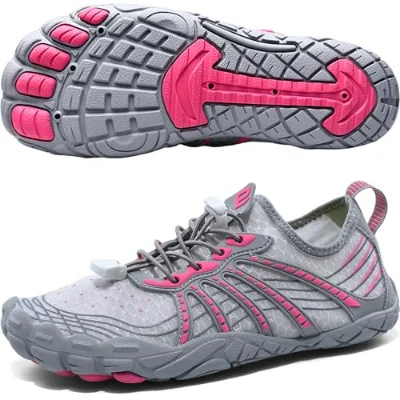 Elvora Barefoot Water Shoe in Gray / Pink