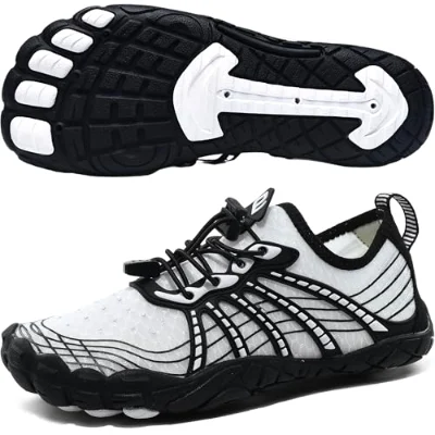 Elvora Barefoot Water Shoe in Black / White