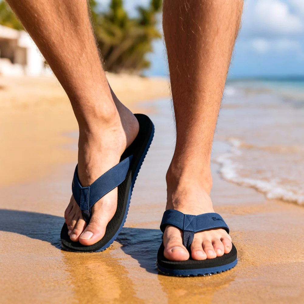 Elvora Men's Two-Tone Arch Flip-Flop in Navy / Black, view 2