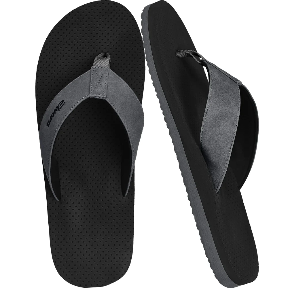 Elvora Men's Two-Tone Arch Flip-Flop in Gray / Black