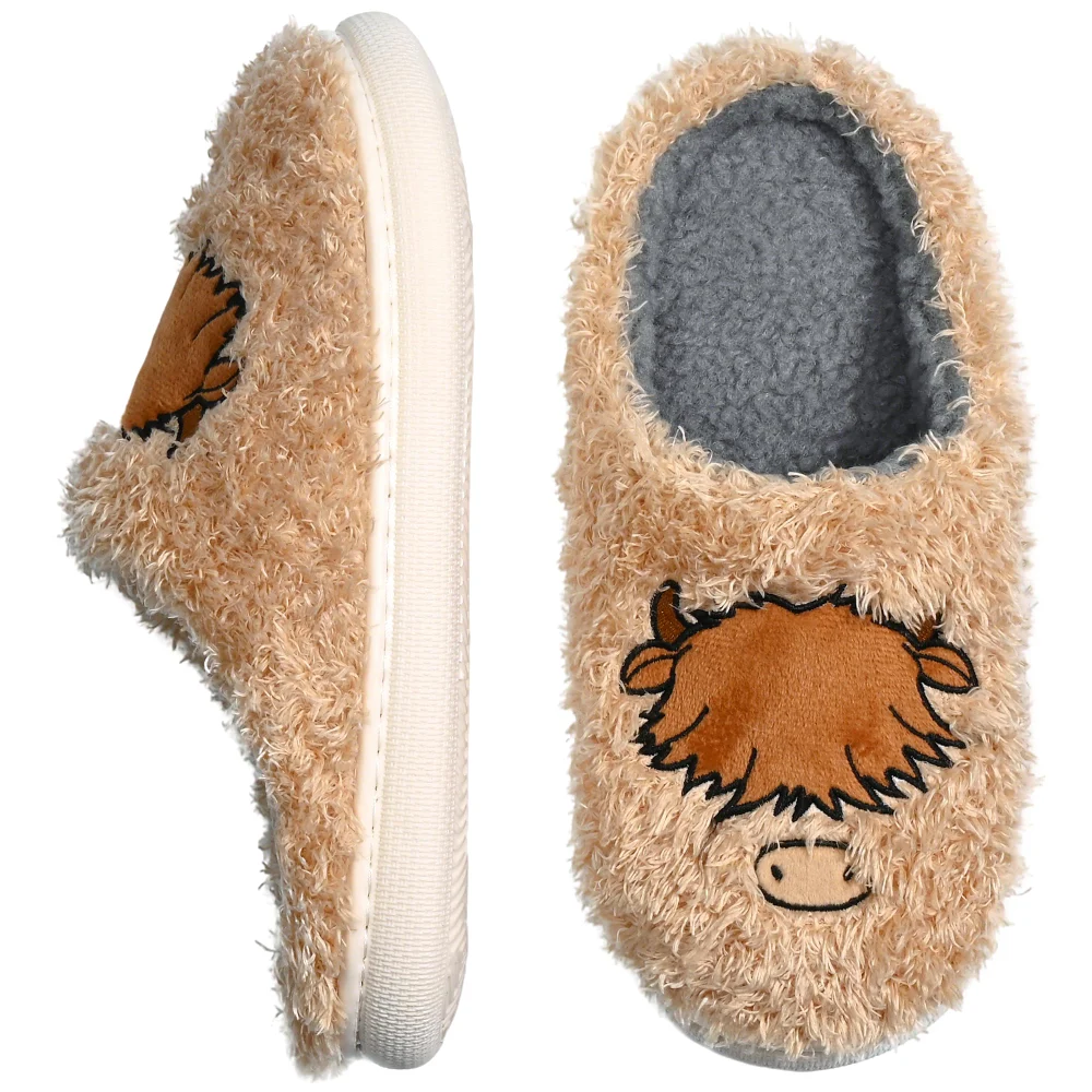 Elvora Men's Highland Cow Slipper in Cow