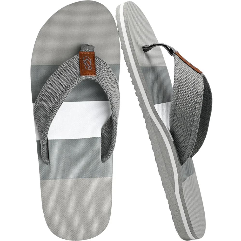 Elvora Men's Woven-Strap Arch Flip-Flop in Light Gray / Dark Gray