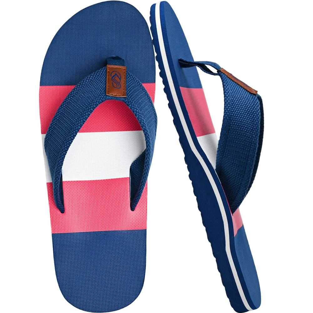 Elvora Men's Woven-Strap Arch Flip-Flop in Blue / Red